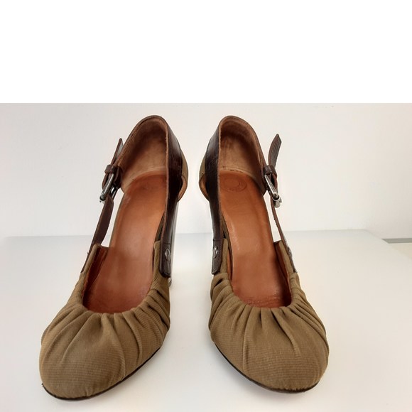 Dries Van Noten Italy Heels Military Style Heels Green Kaki Brown US 5 - Picture 3 of 9